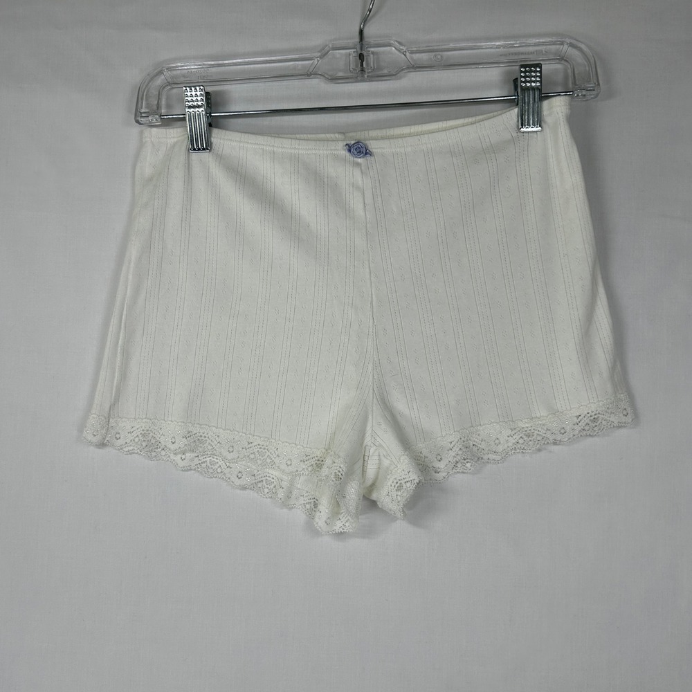 Y2K Arizona Body White Lace Trim Ribbed Booty Lounge Shorts S
